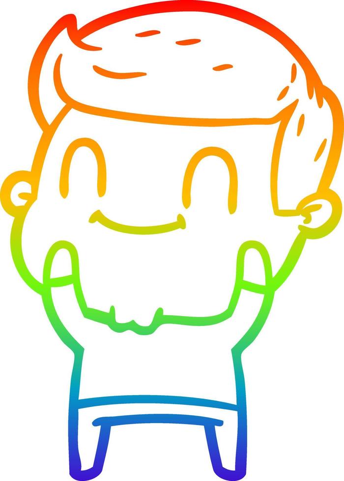 rainbow gradient line drawing cartoon friendly man vector