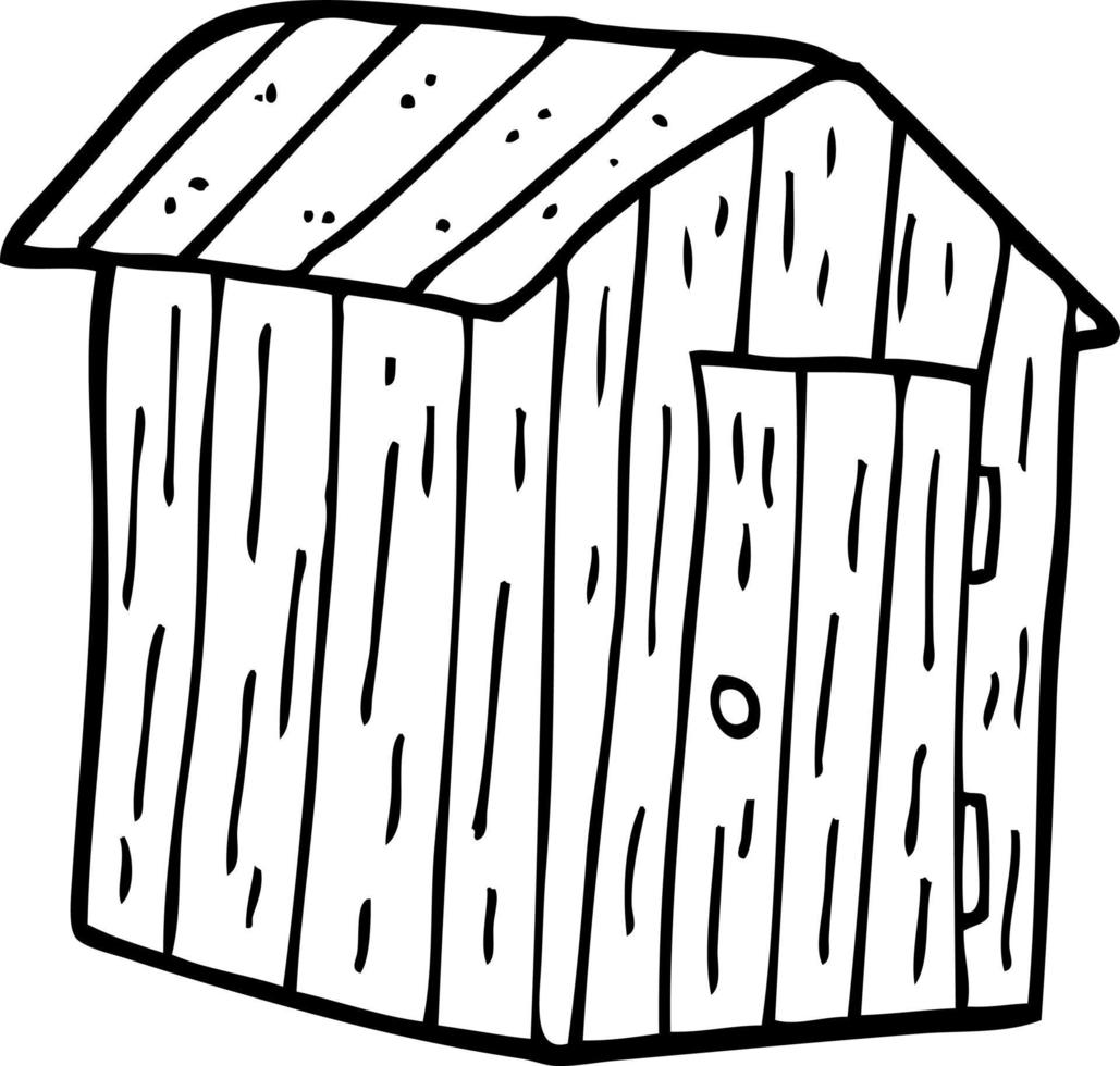 line drawing cartoon wood shed vector