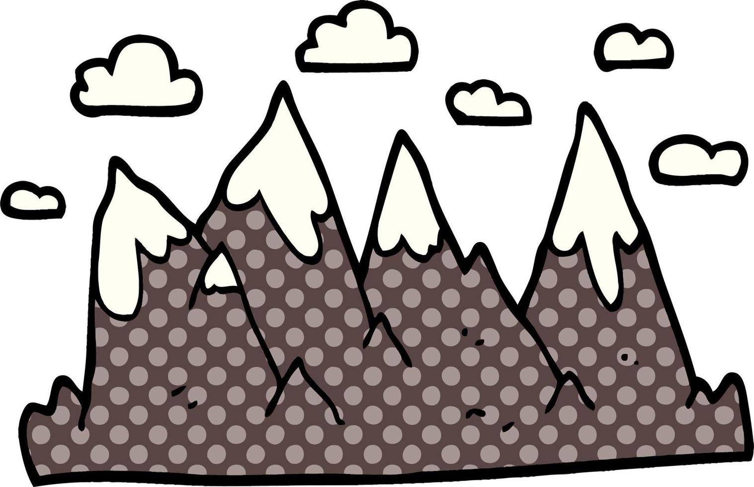cartoon doodle mountain range vector
