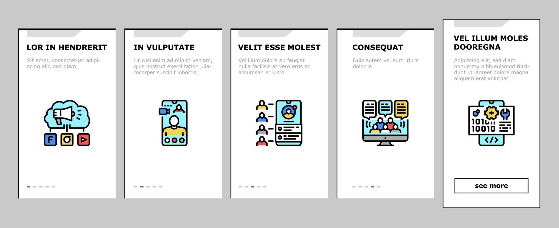 Social Networking Online App Onboarding Icons Set Vector