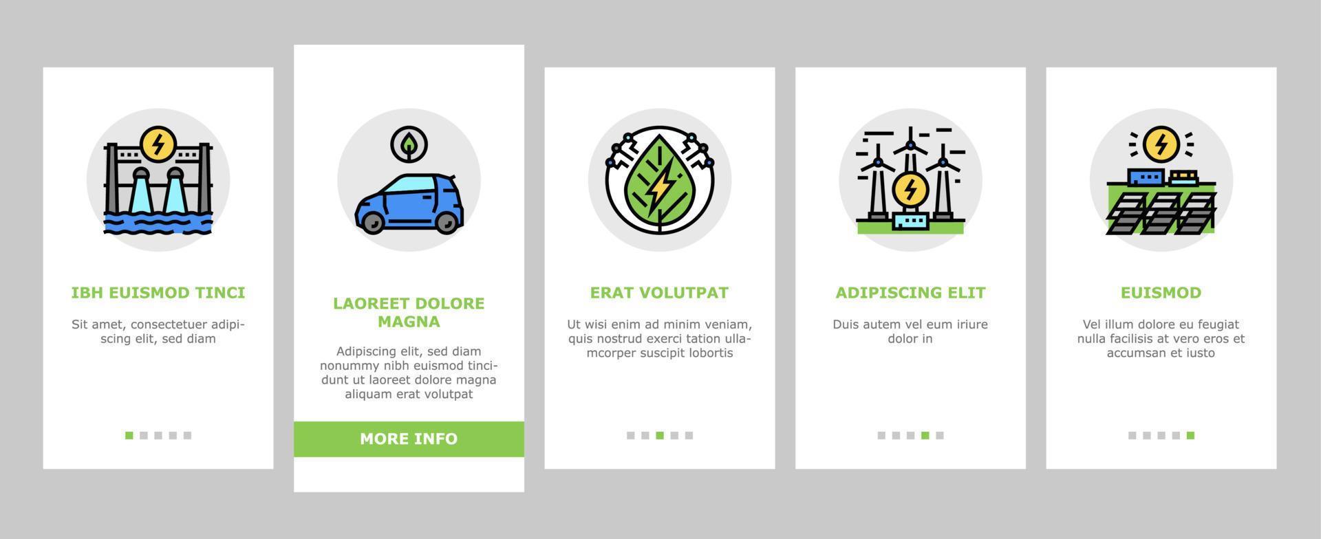 Ecology Protective Technology Onboarding Icons Set Vector