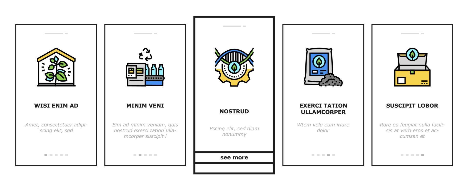 Ecology Protective Technology Onboarding Icons Set Vector