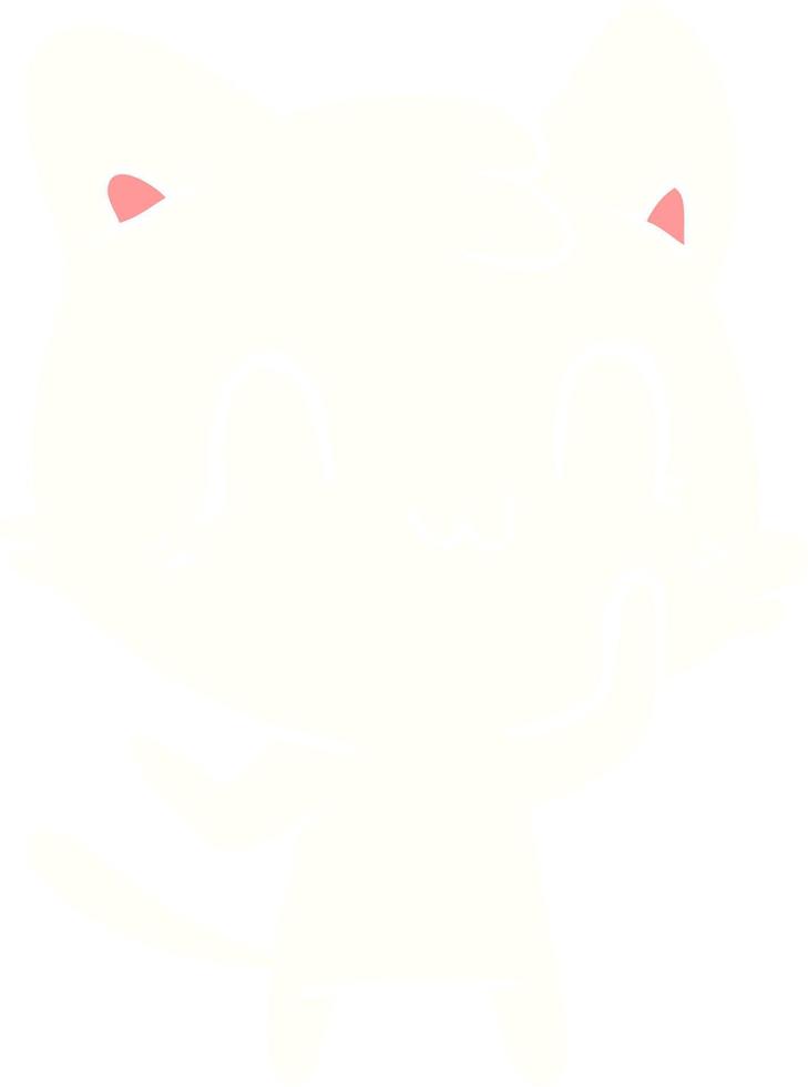flat color style cartoon happy cat vector