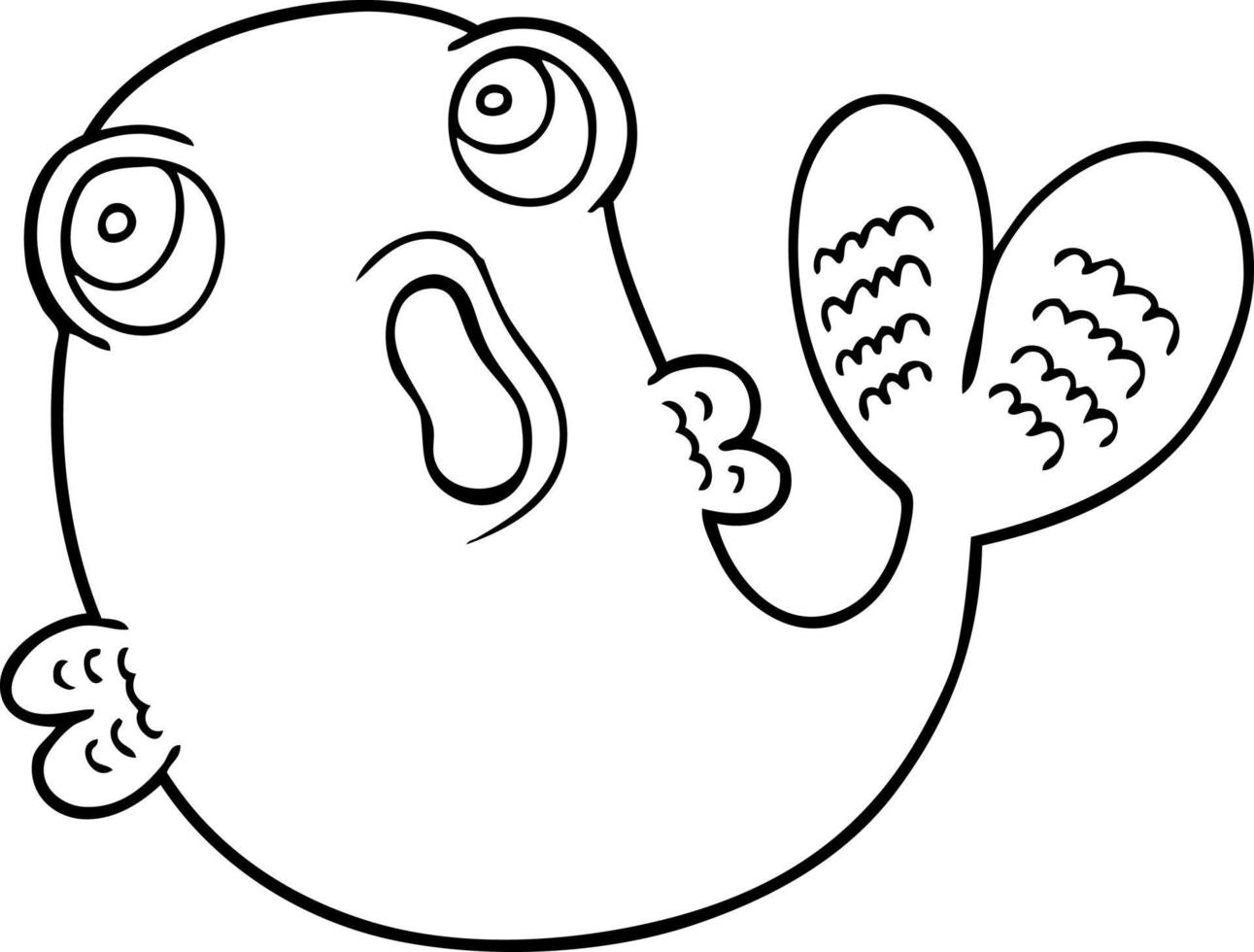 line drawing cartoon of a fish vector