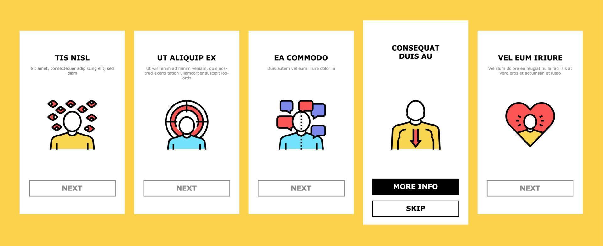Psychological Problems Onboarding Icons Set Vector