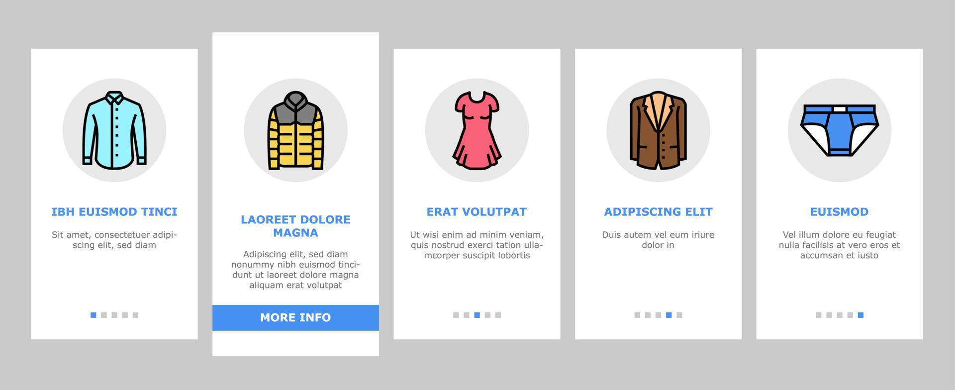 Clothes And Wearing Accessories Onboarding Icons Set Vector