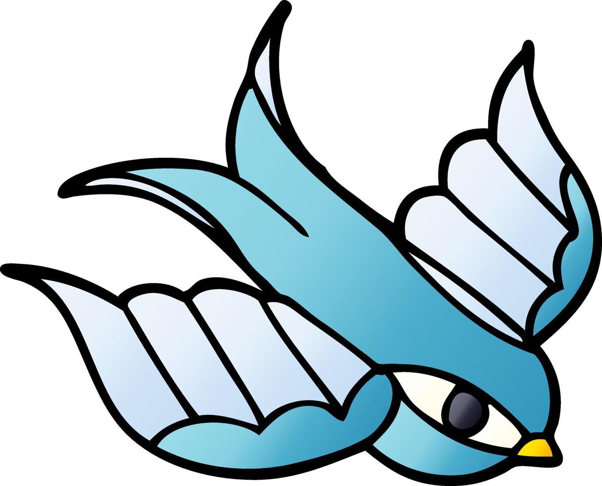 cartoon doodle swallow tattoo vector