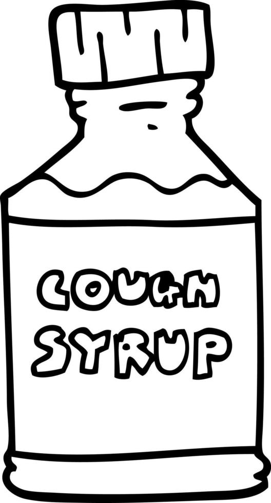 line drawing cartoon cough syrup vector