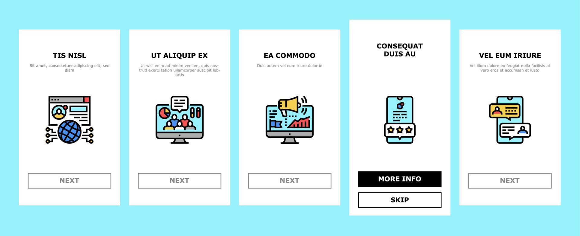 Social Networking Online App Onboarding Icons Set Vector