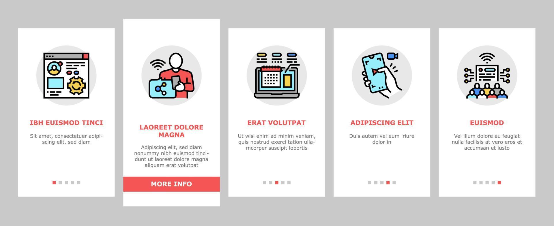 Social Networking Online App Onboarding Icons Set Vector