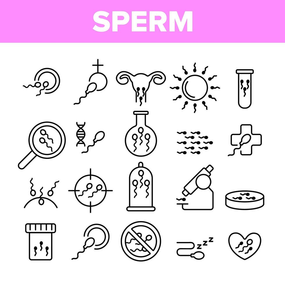 Sperm Cells Vector Thin Line Icons Set