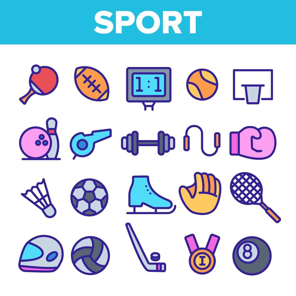 Conjunto de iconos de vector lineal de equipos de juegos deportivos