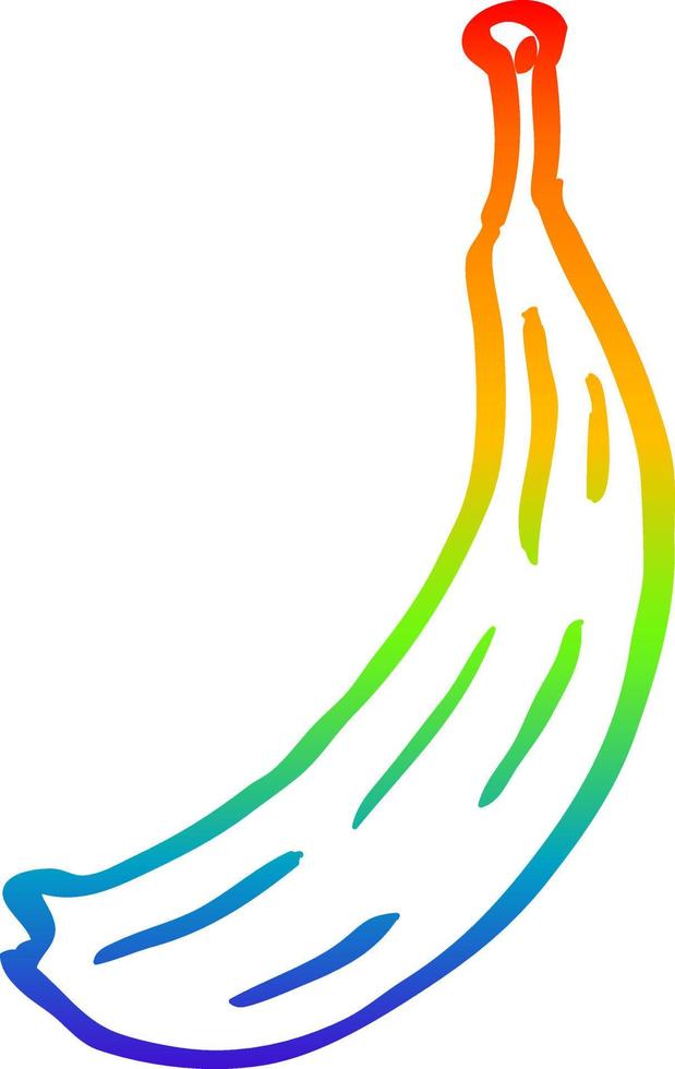 rainbow gradient line drawing cartoon banana vector