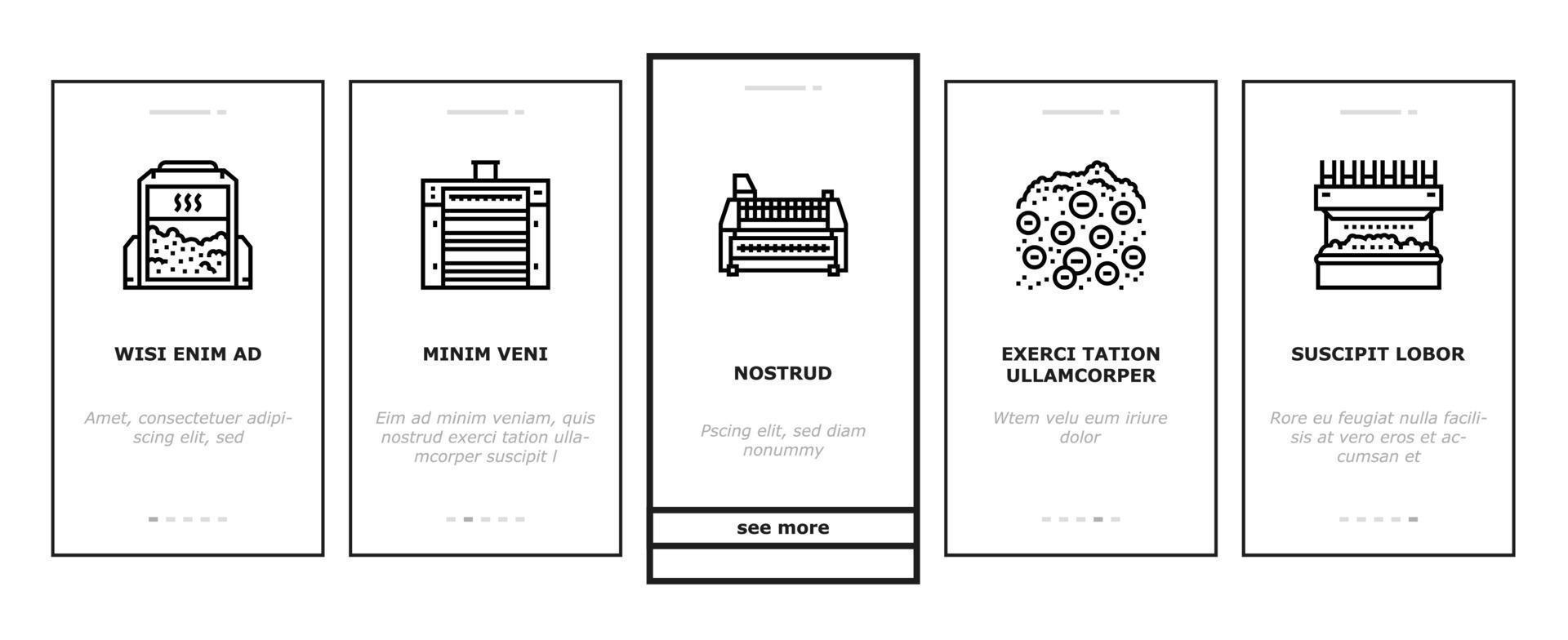 Flour Factory Industry Production Onboarding Icons Set Vector