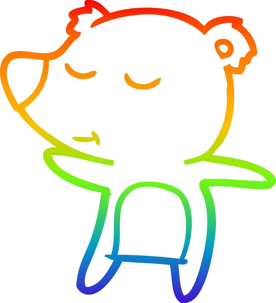 rainbow gradient line drawing happy cartoon bear vector