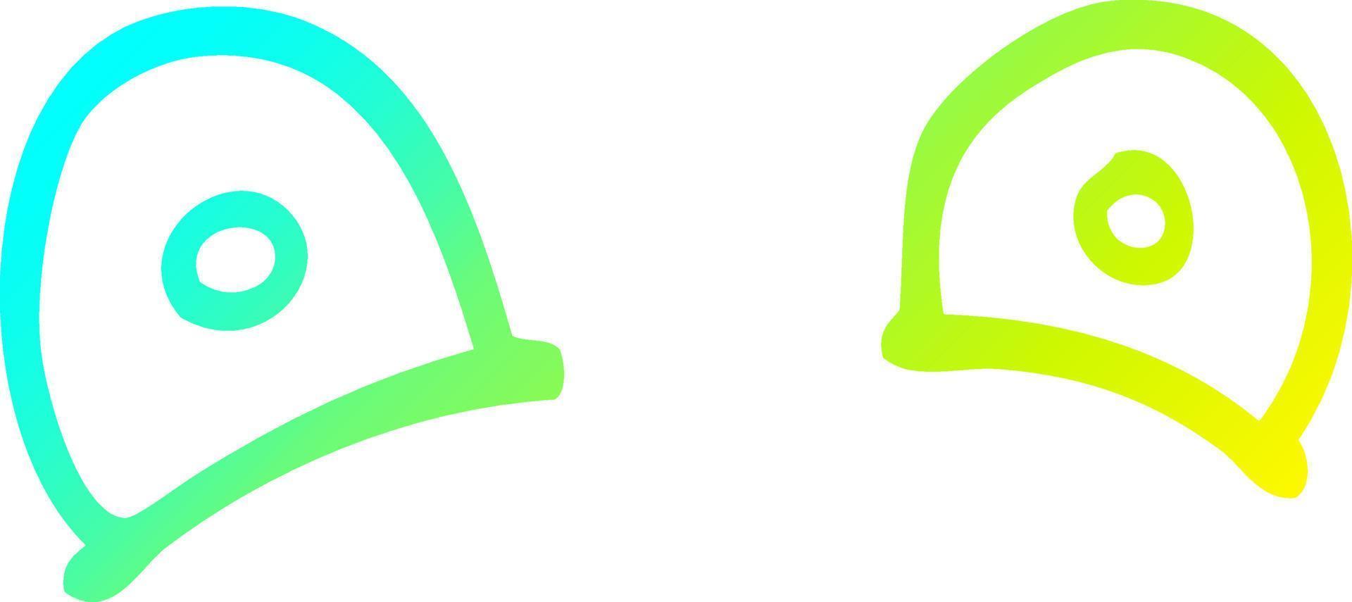 cold gradient line drawing cartoon staring eyes vector