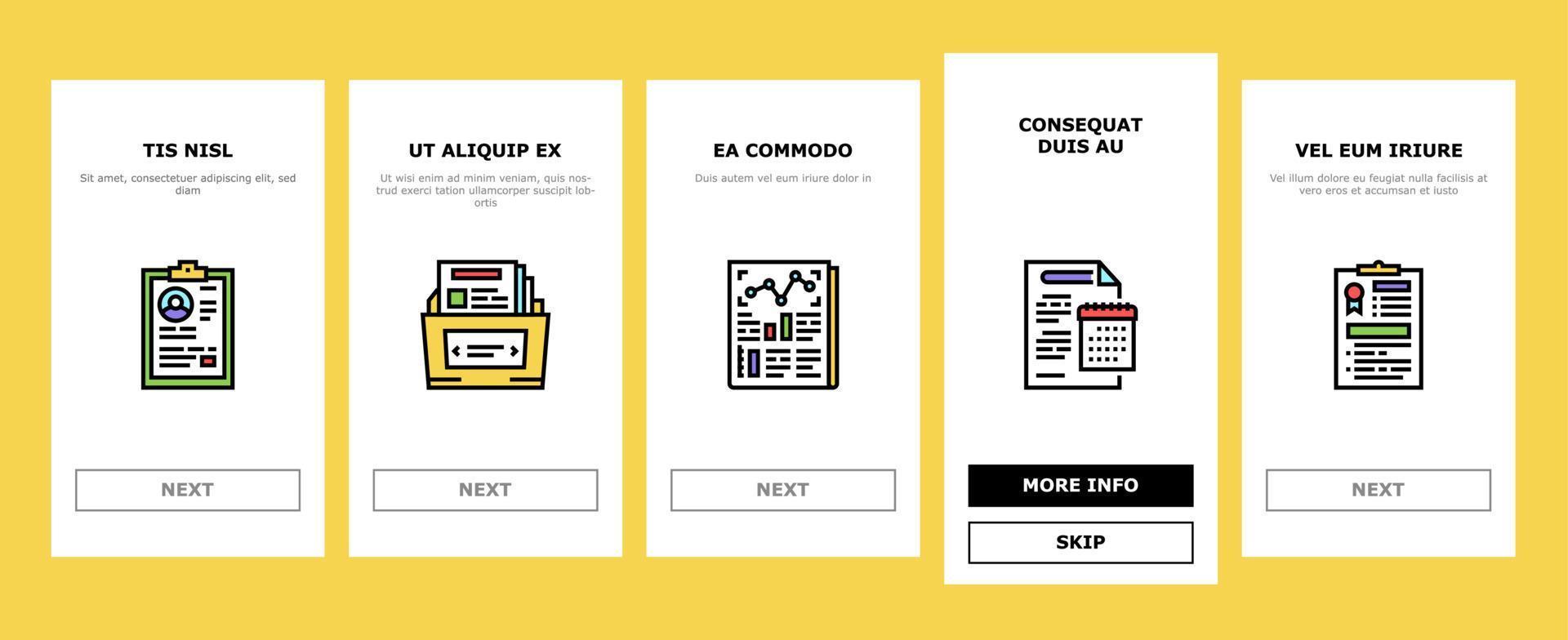 Reports Documentation Onboarding Icons Set Vector