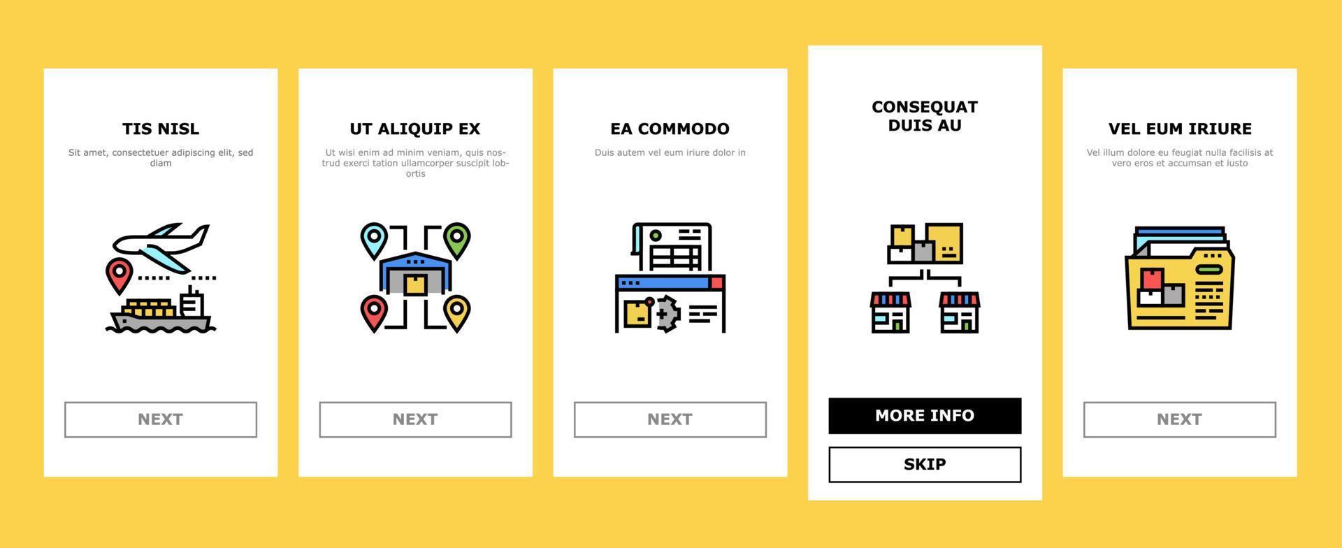 Logistics Business Onboarding Icons Set Vector