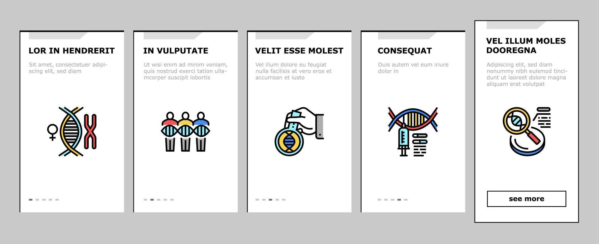 Genetic Engineering Onboarding Icons Set Vector