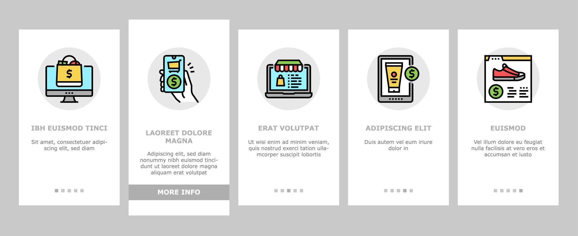 Shopping Online App Onboarding Icons Set Vector