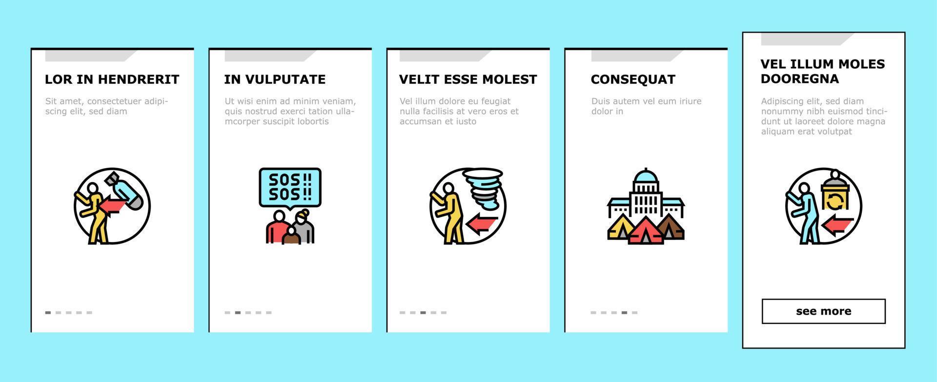 Refugee From Problem Onboarding Icons Set Vector