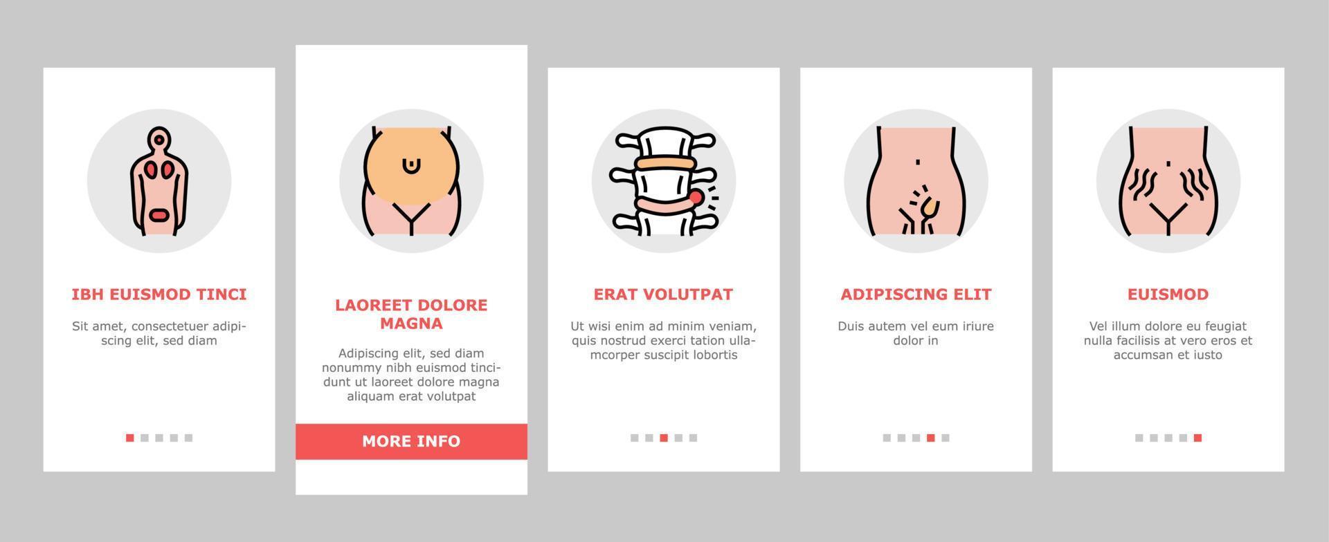 Disease Health Problem Onboarding Icons Set Vector