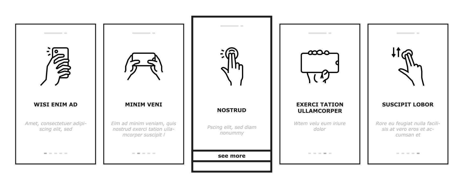 conjunto de iconos de incorporación de gestos de teléfonos inteligentes vector