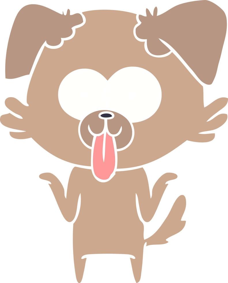 flat color style cartoon dog with tongue sticking out vector