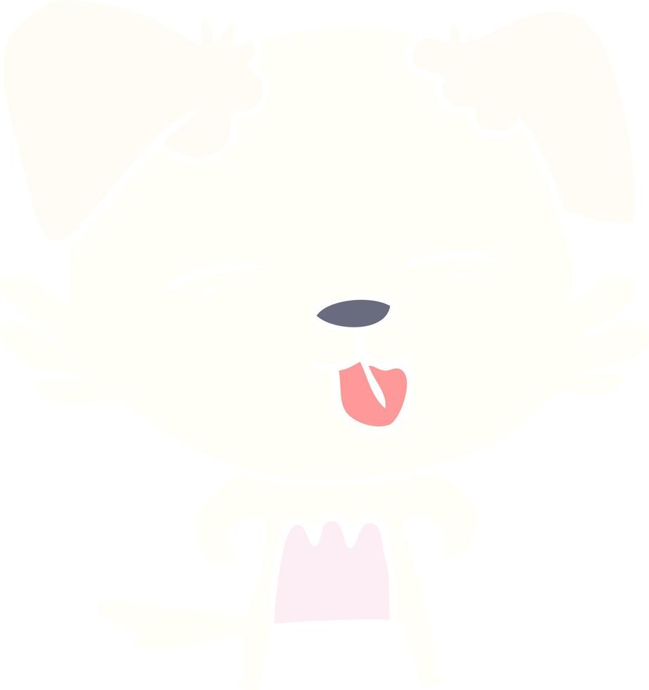 flat color style cartoon dog sticking out tongue vector