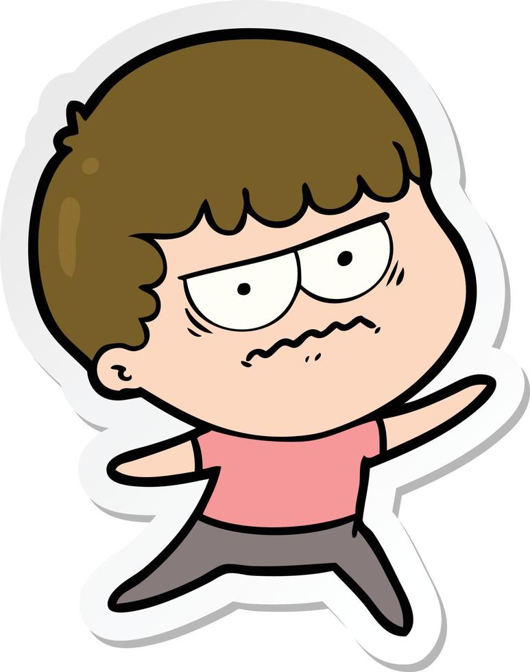 sticker of a cartoon annoyed man vector