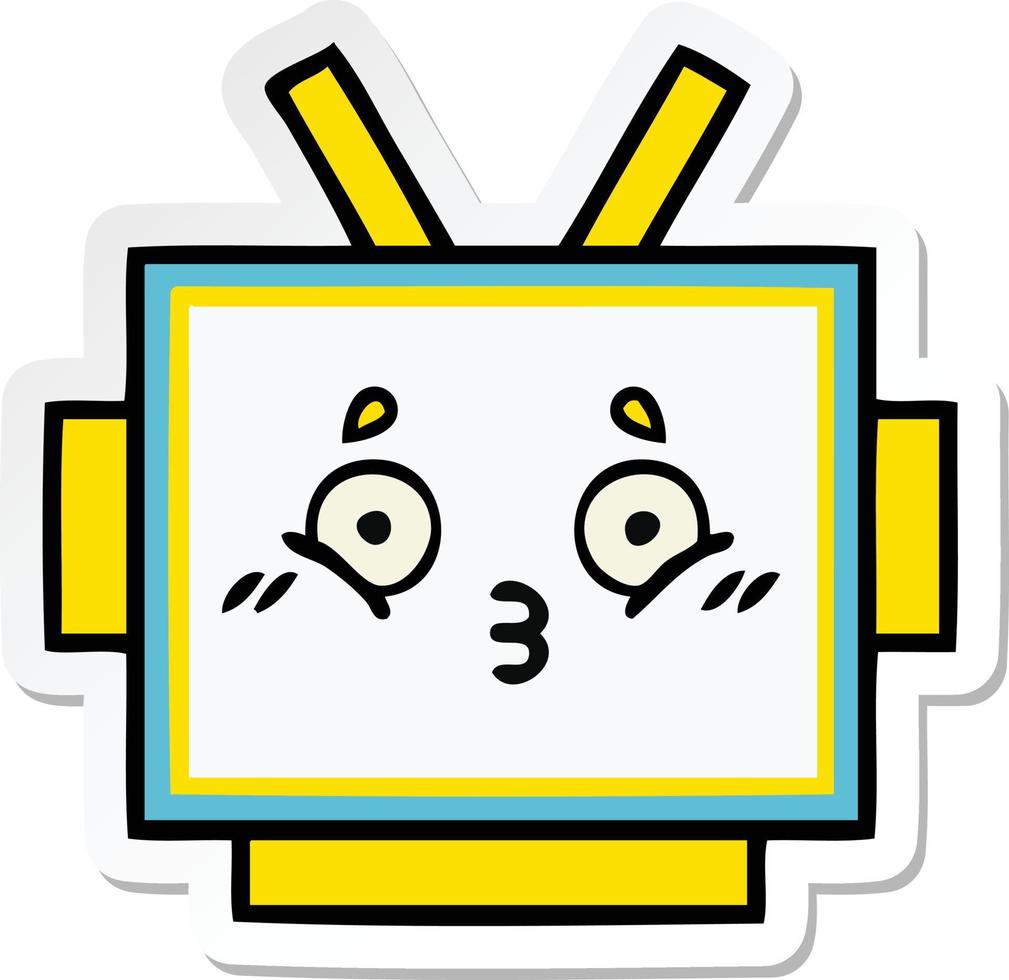 sticker of a cute cartoon robot head vector
