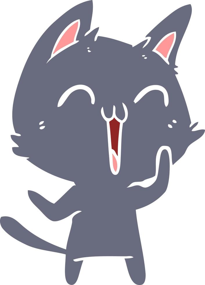 happy flat color style cartoon cat vector