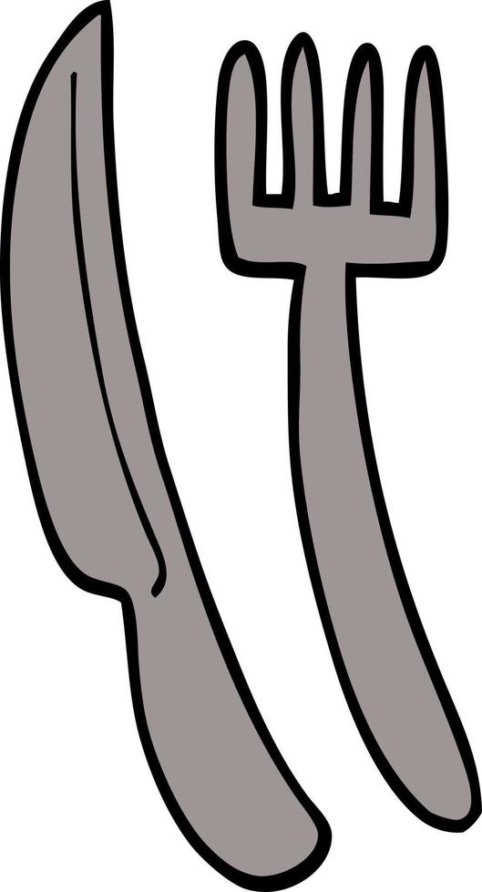 cartoon doodle knife and fork vector