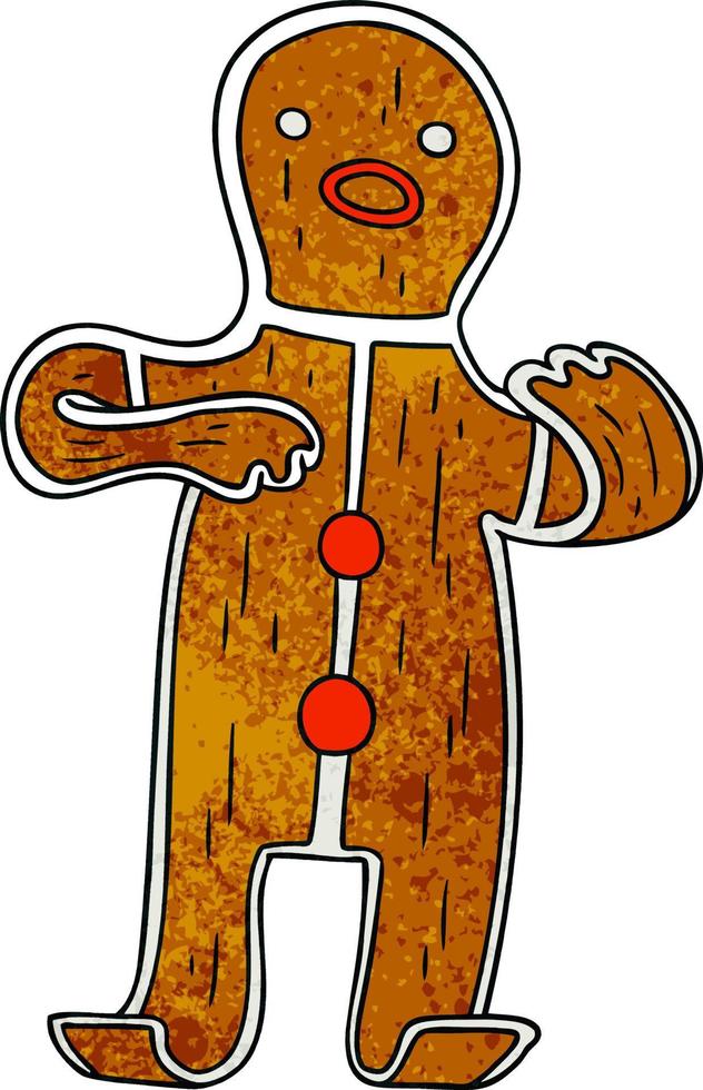 textured cartoon doodle of a gingerbread man vector