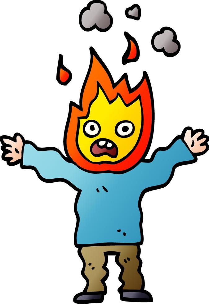 cartoon doodle man with head on fire 9871189 Vector Art at Vecteezy