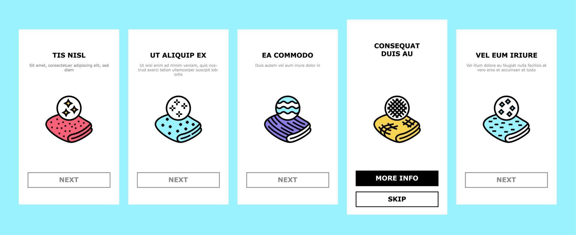 Drapery Shop Sale Onboarding Icons Set Vector