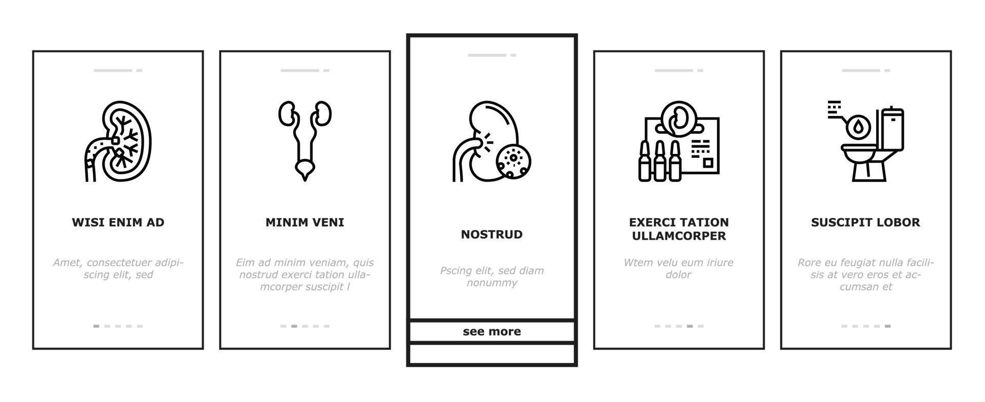 Nephritis Kidneys Onboarding Icons Set Vector