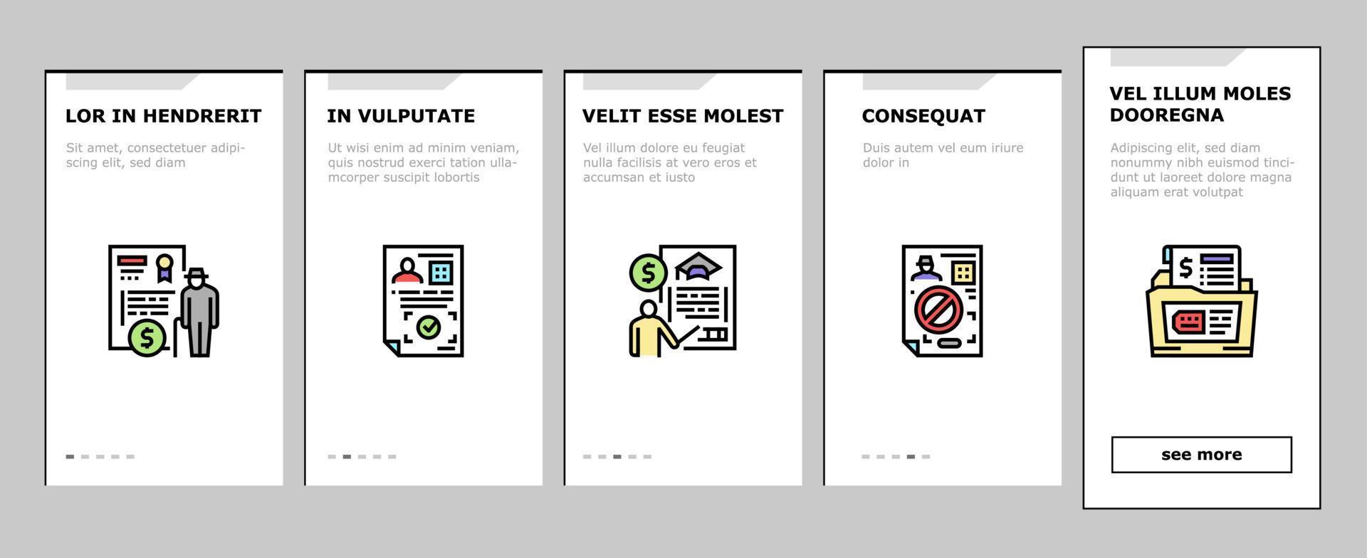 Allowance Finance Help Onboarding Icons Set Vector