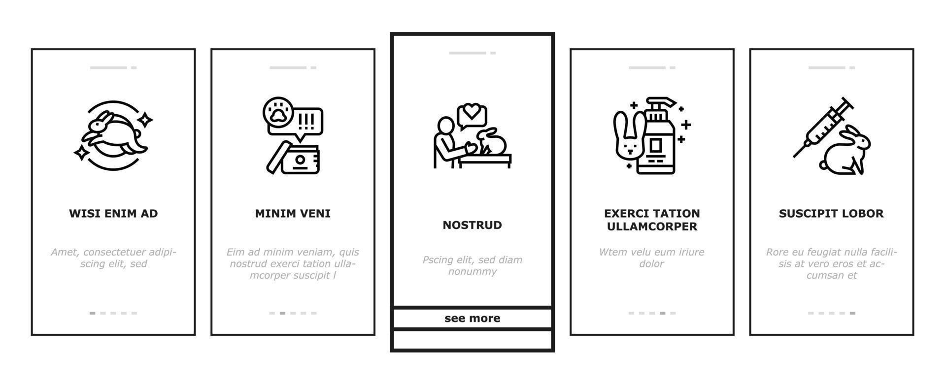 Cruelty Free Animals Onboarding Icons Set Vector