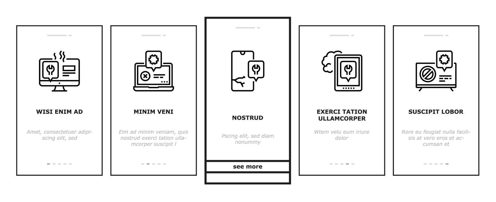 Electronic Repair Onboarding Icons Set Vector