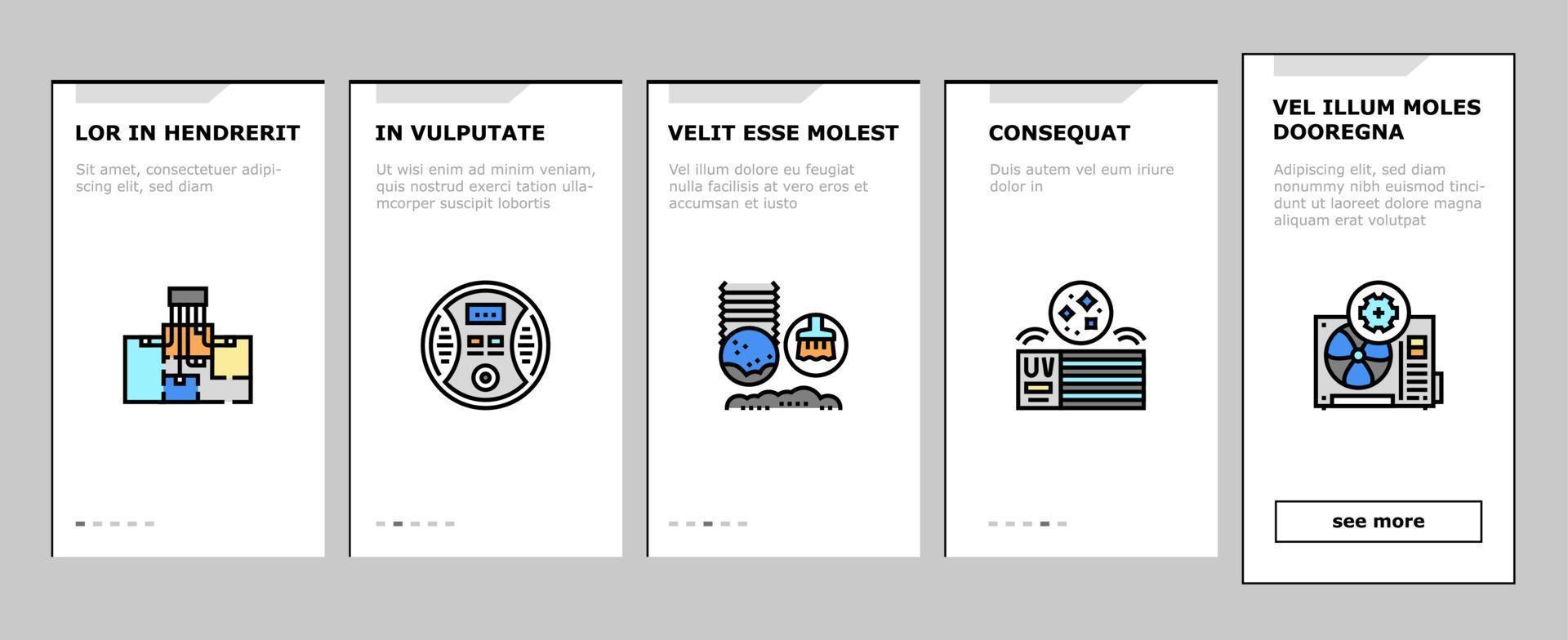 Conditioning System Electronics Onboarding Icons Set Vector