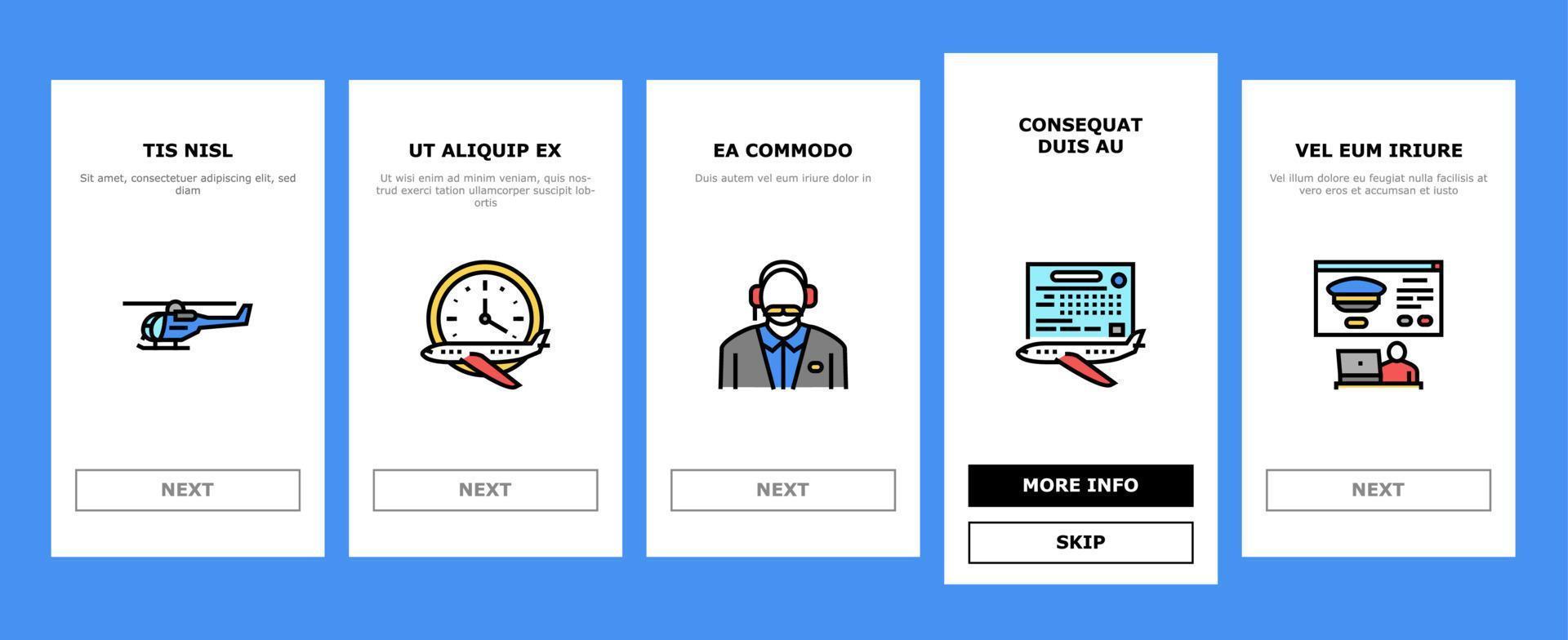 Flight School Educate Onboarding Icons Set Vector