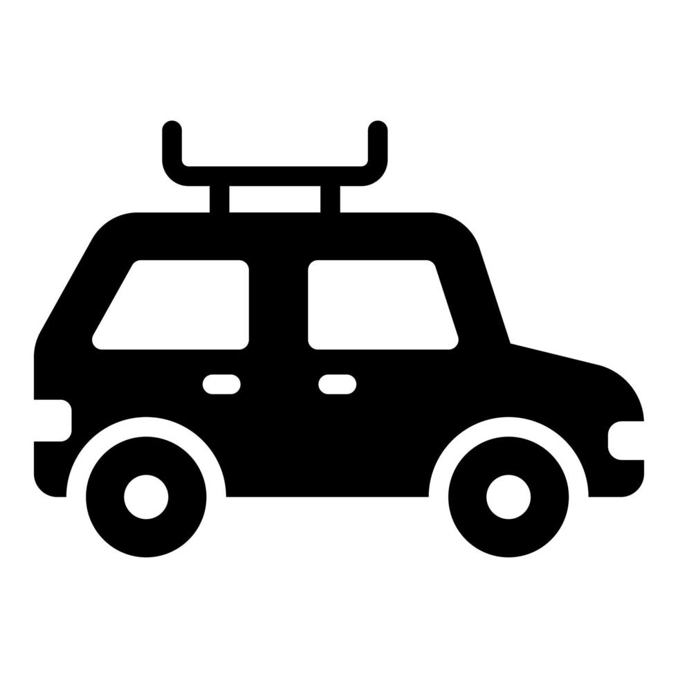 estilo de glifo de icono de vector de coche de camping para web y móvil.