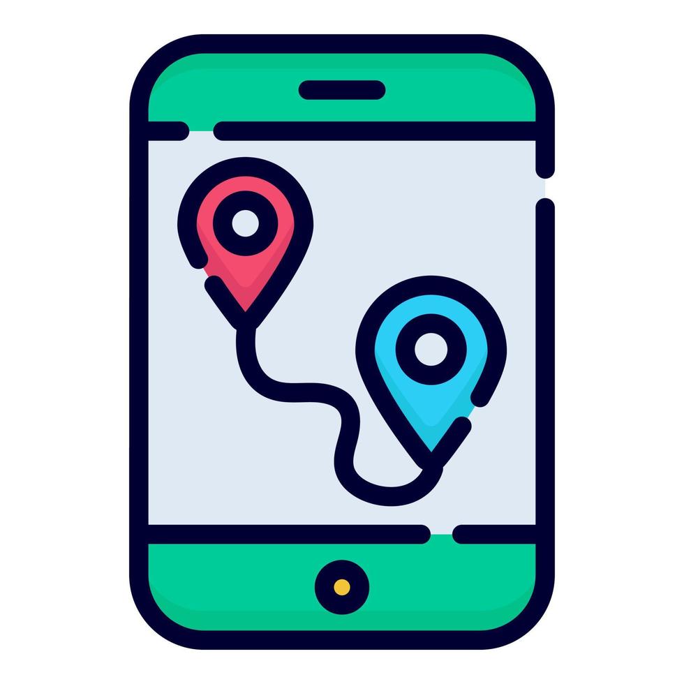 navigation vector icon. colored outline style for Web and Mobile.