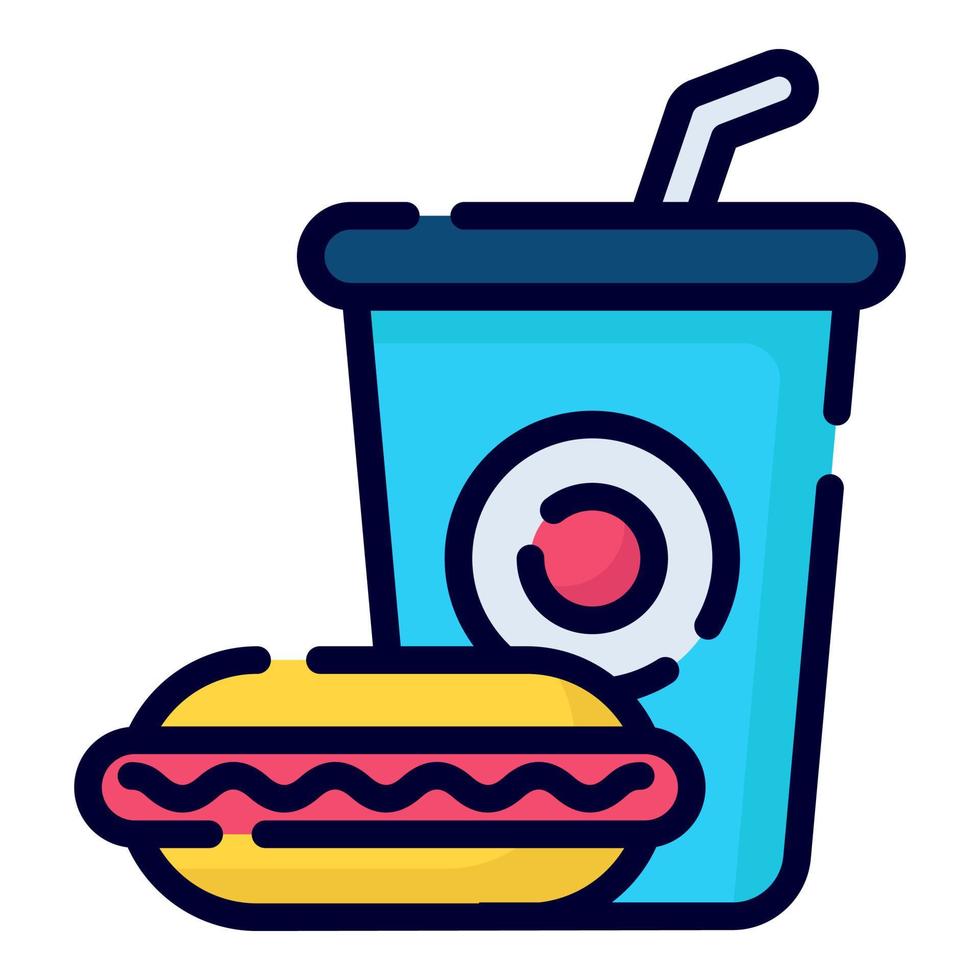 junk food vector icon. colored outline style for Web and Mobile.