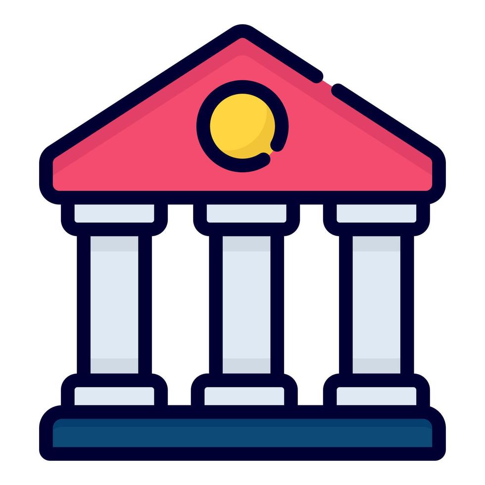 bank vector icon. colored outline style for Web and Mobile.