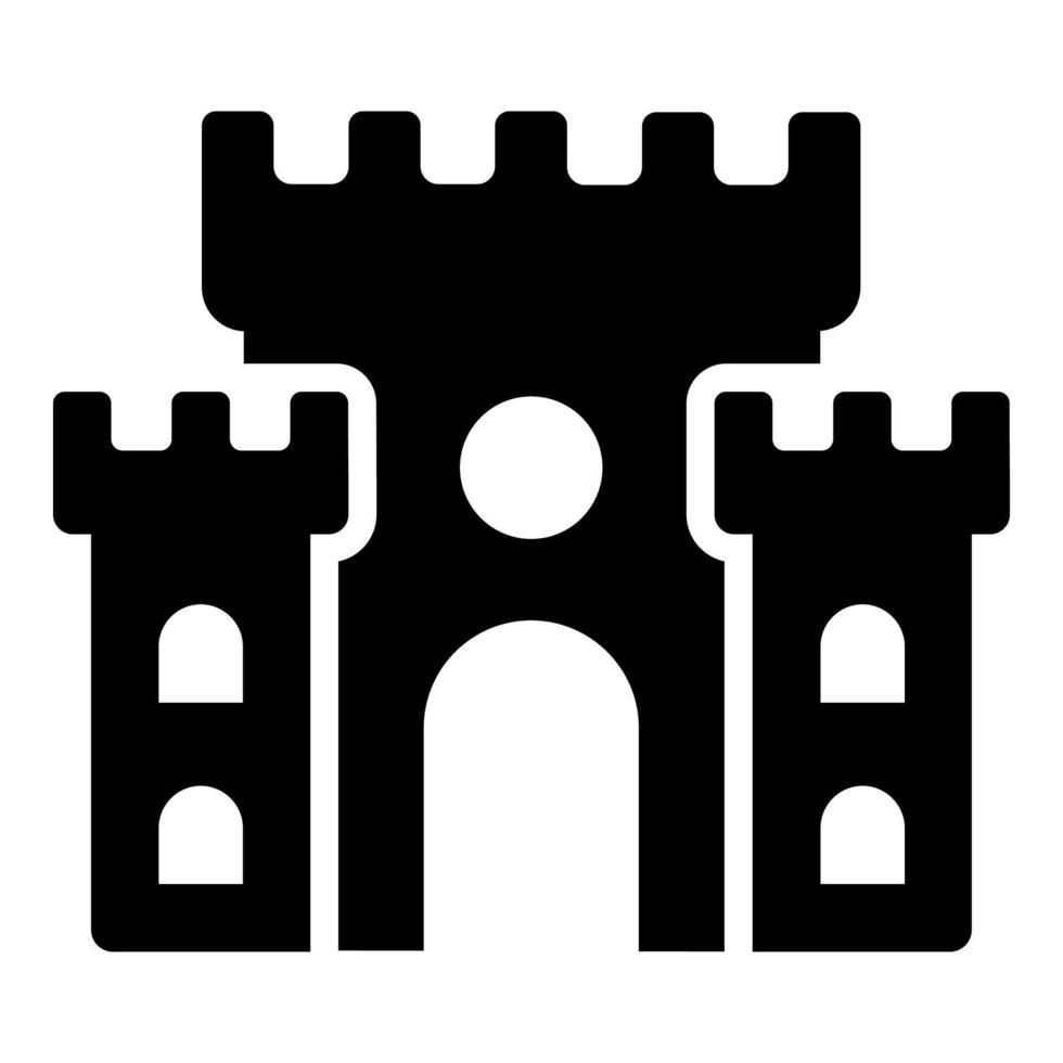 estilo de glifo de icono de vector de castillo de arena para web y móvil.