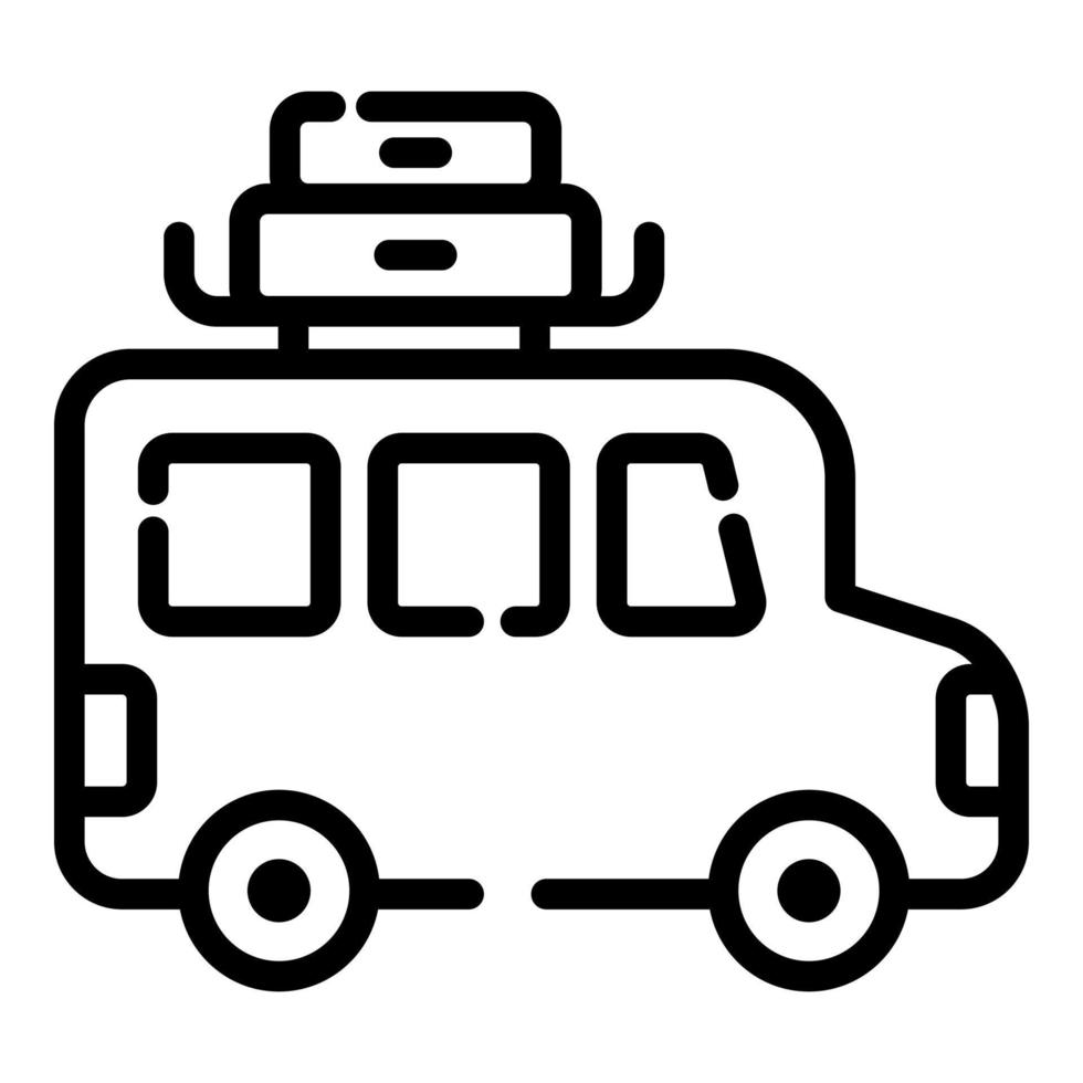 icono de vector de furgoneta de camping estilo de línea delgada para web y móvil.