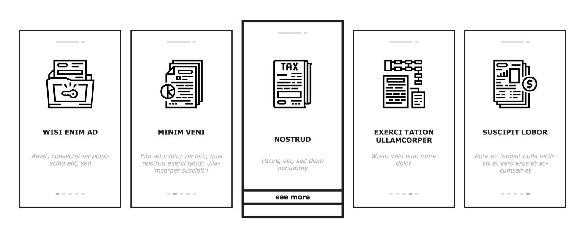 Business Finance Audit Onboarding Icons Set Vector
