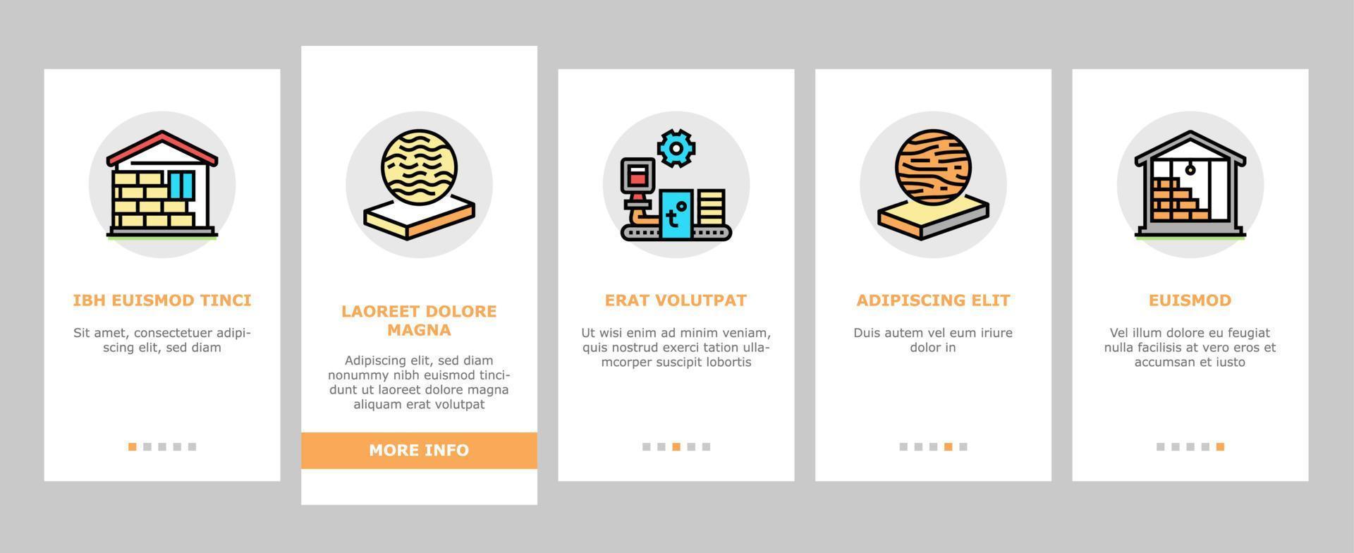 Mineral Wool Material Onboarding Icons Set Vector